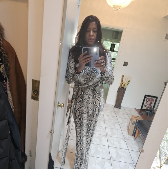 SOLD Diane von Furstenberg Michelle Wrap Python BrownJumpsuit  - 70s - Picture 4 of 15